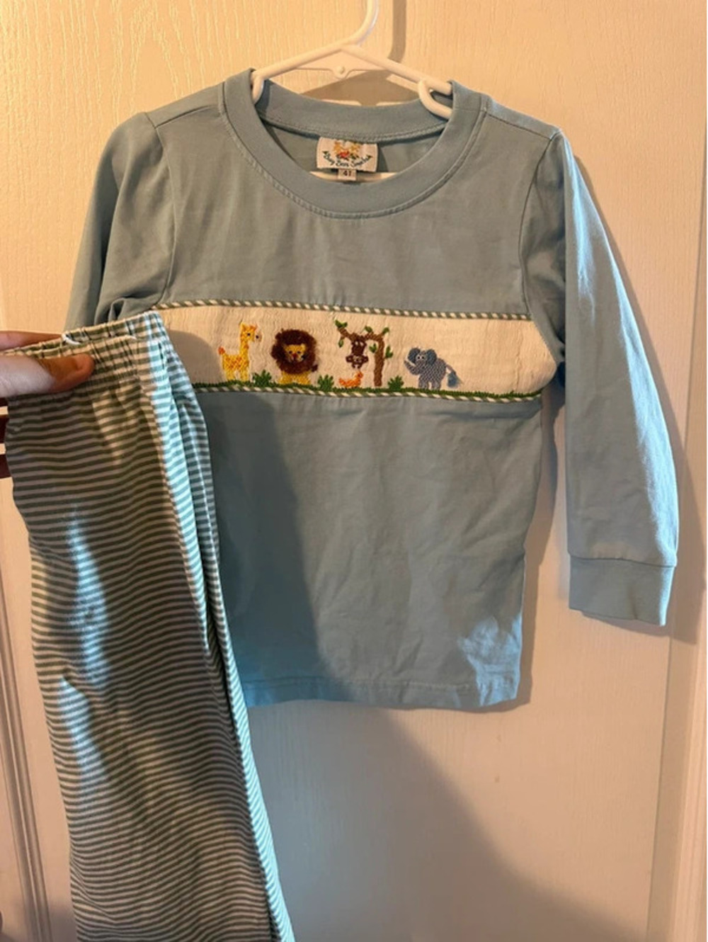 Boy's Zoo Smocked Pants Set